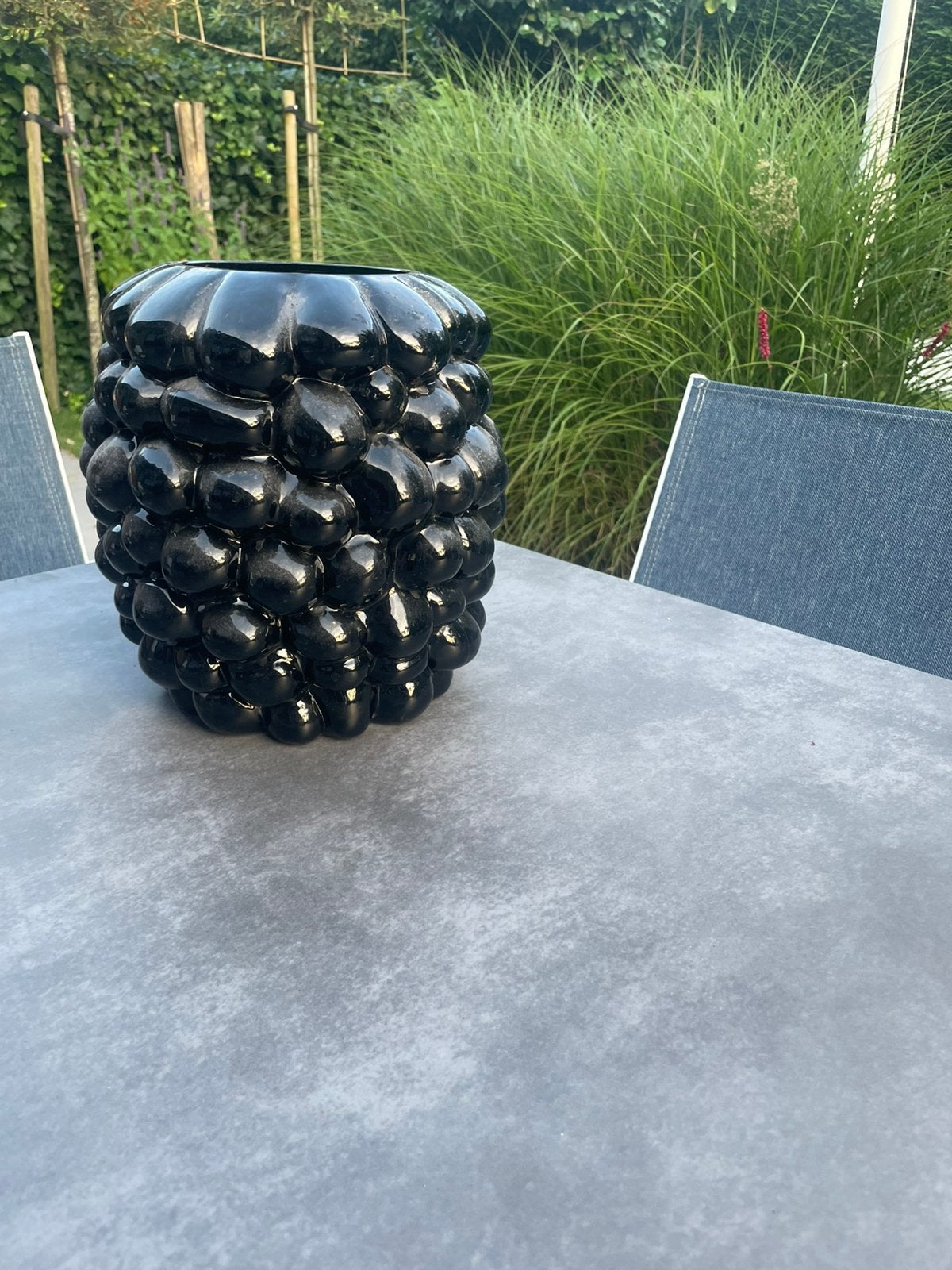 Vaas framboos, Ophalen, Zo goed als nieuw, Zwart, Glas