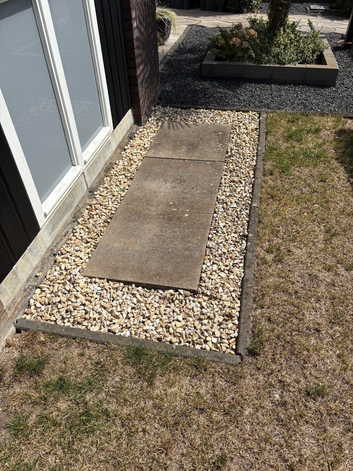 3 Grote Beige/Grijze Terrastegels 60x60x6 cm, Ophalen, Gebruikt, Minder dan 5 m², Beton