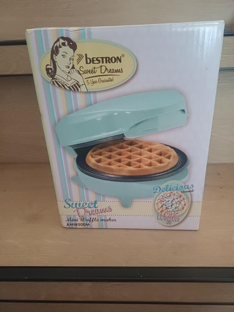 Bestron Sweet Dreams Mini Wafelijzer AMW500M - Nieuw in doos, Witgoed en Apparatuur, Wafelijzers, Ophalen of Verzenden