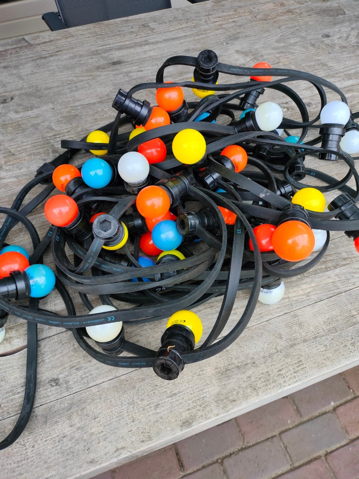 Feestverlichting 24.4m met 50 gekleurde led lampjes, Tuin en Terras, Buitenverlichting, Ophalen, Kunststof, Gebruikt, Minder dan 50 watt