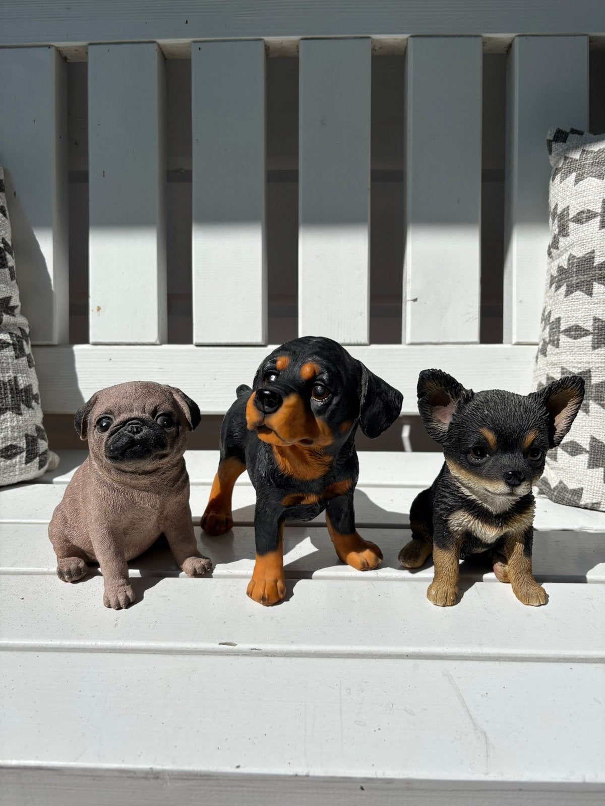 3 stenen honden als set te koop, Ophalen of Verzenden, Zo goed als nieuw, Steen, Dierenbeeld