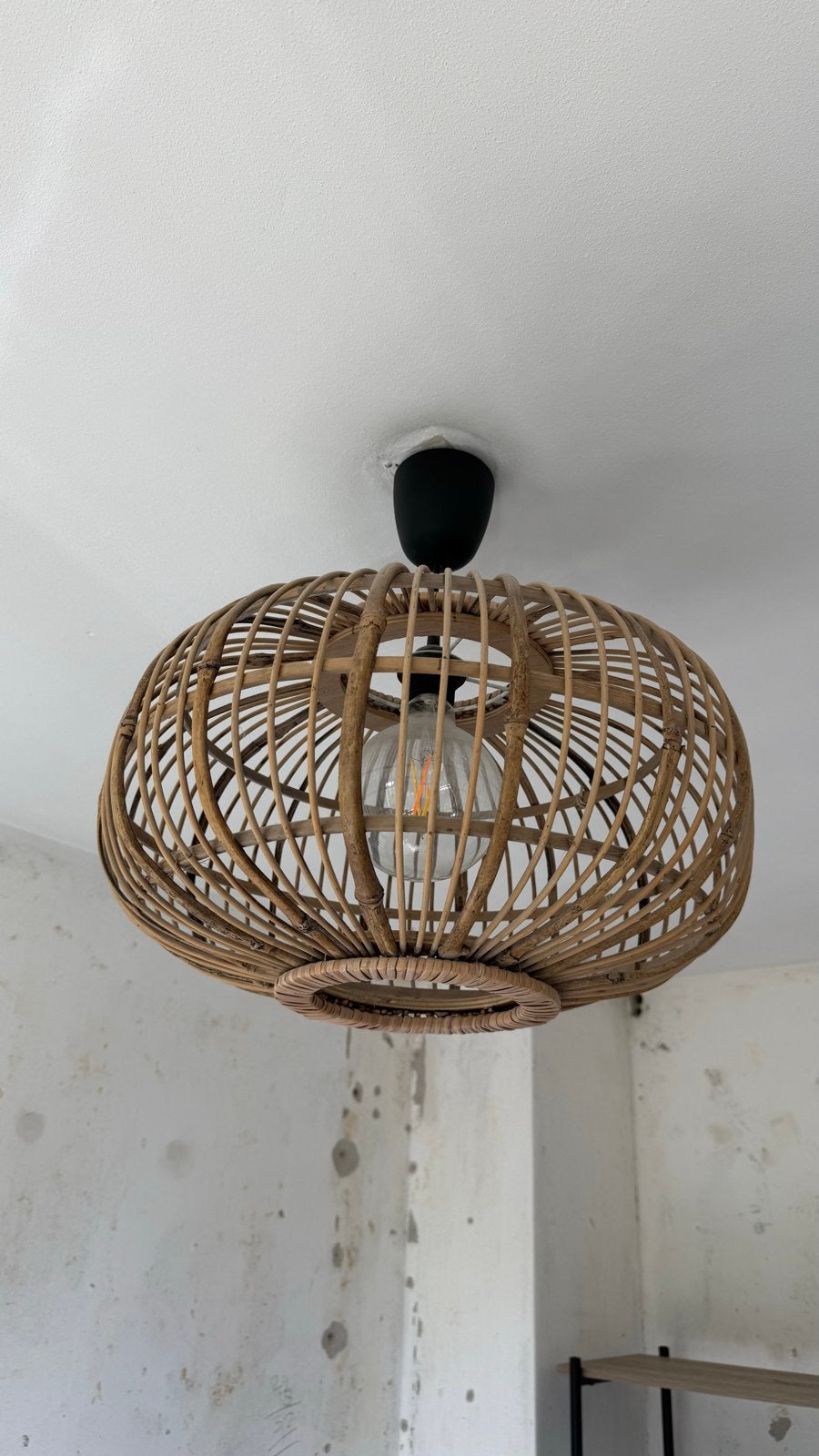 Rotan plafondlamp met Calex wifi led bolletje, Ophalen, Bohemian, Overige merken, Gebruikt