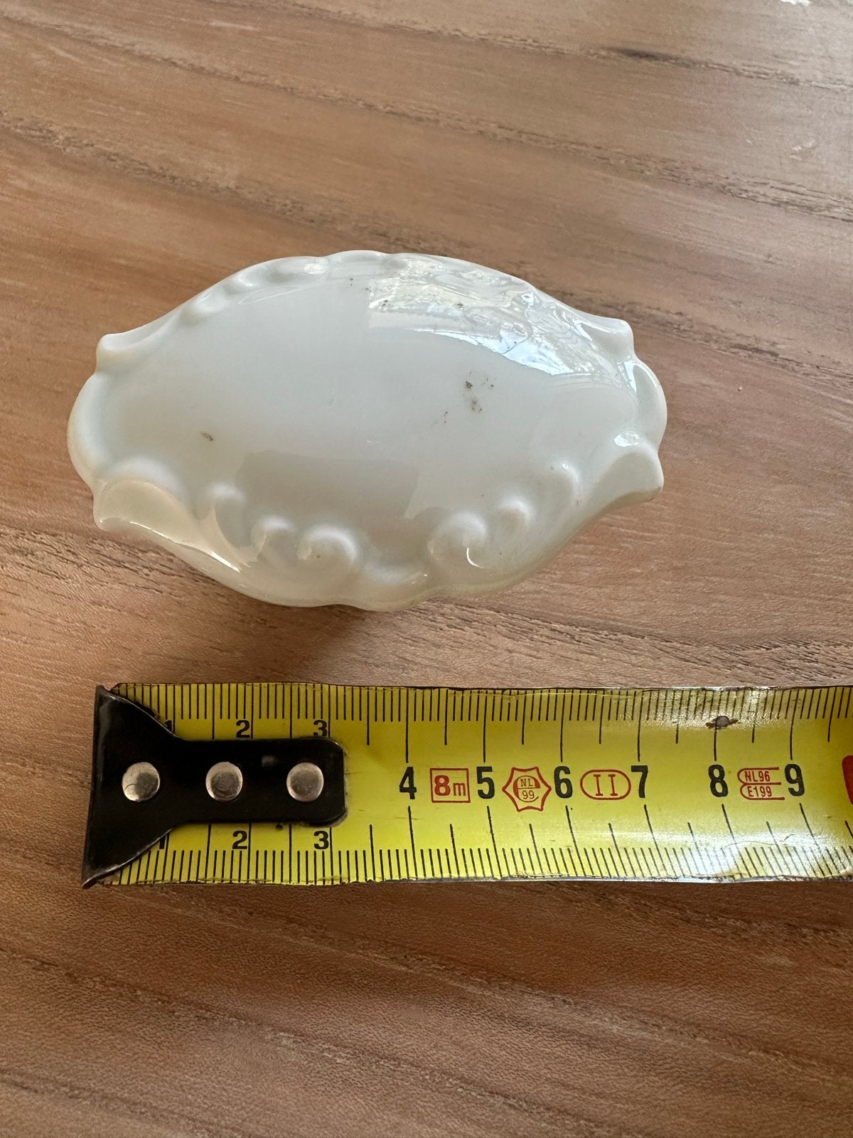 Antieke porseleinen deurknop met messing beslag, Ophalen of Verzenden