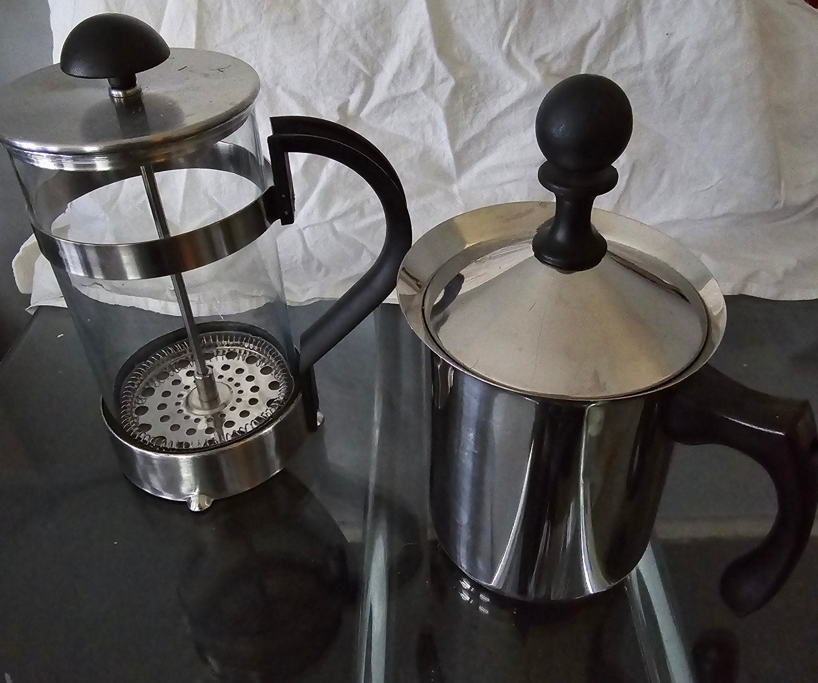 French Press & Melkopschuimer Set - RVS & Glas, Nieuw, Gemalen koffie, Ophalen of Verzenden, Combi