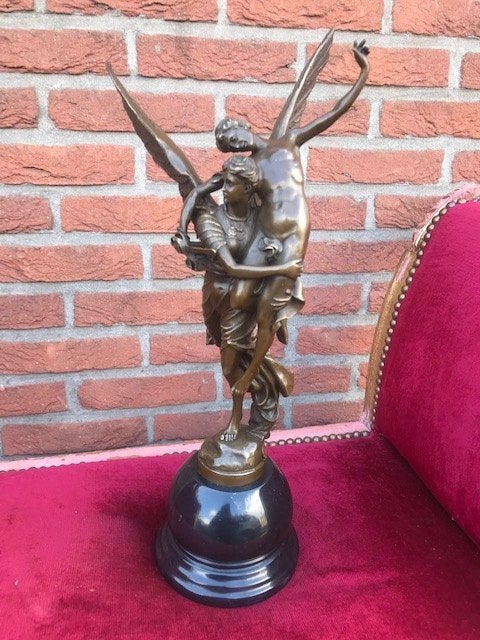 GLORIA VICTIS, brons en marmer, 50 cm hoog, Antiek en Kunst, Ophalen of Verzenden, Brons