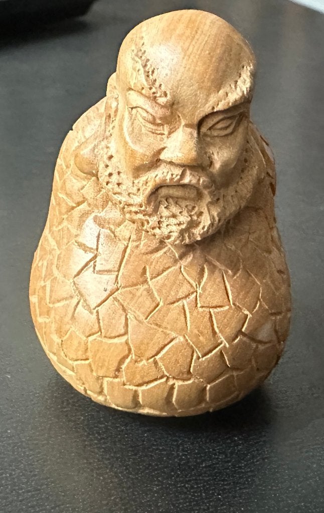 Grote hardhouten Netsuke van een Wijsgeer, Antiek en Kunst, Kunst | Niet-Westerse kunst, Hout, Gesneden, Ophalen of Verzenden