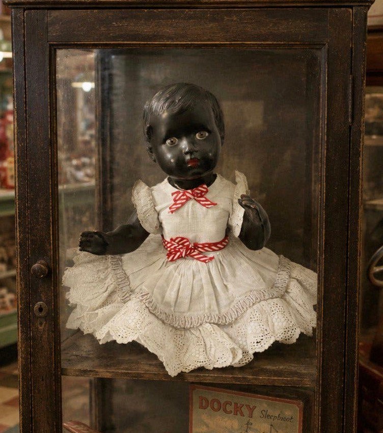 Antieke zwarte Ana Rosa baby pop van Industria Argentina, Antiek en Kunst, Antiek | Speelgoed, Ophalen of Verzenden