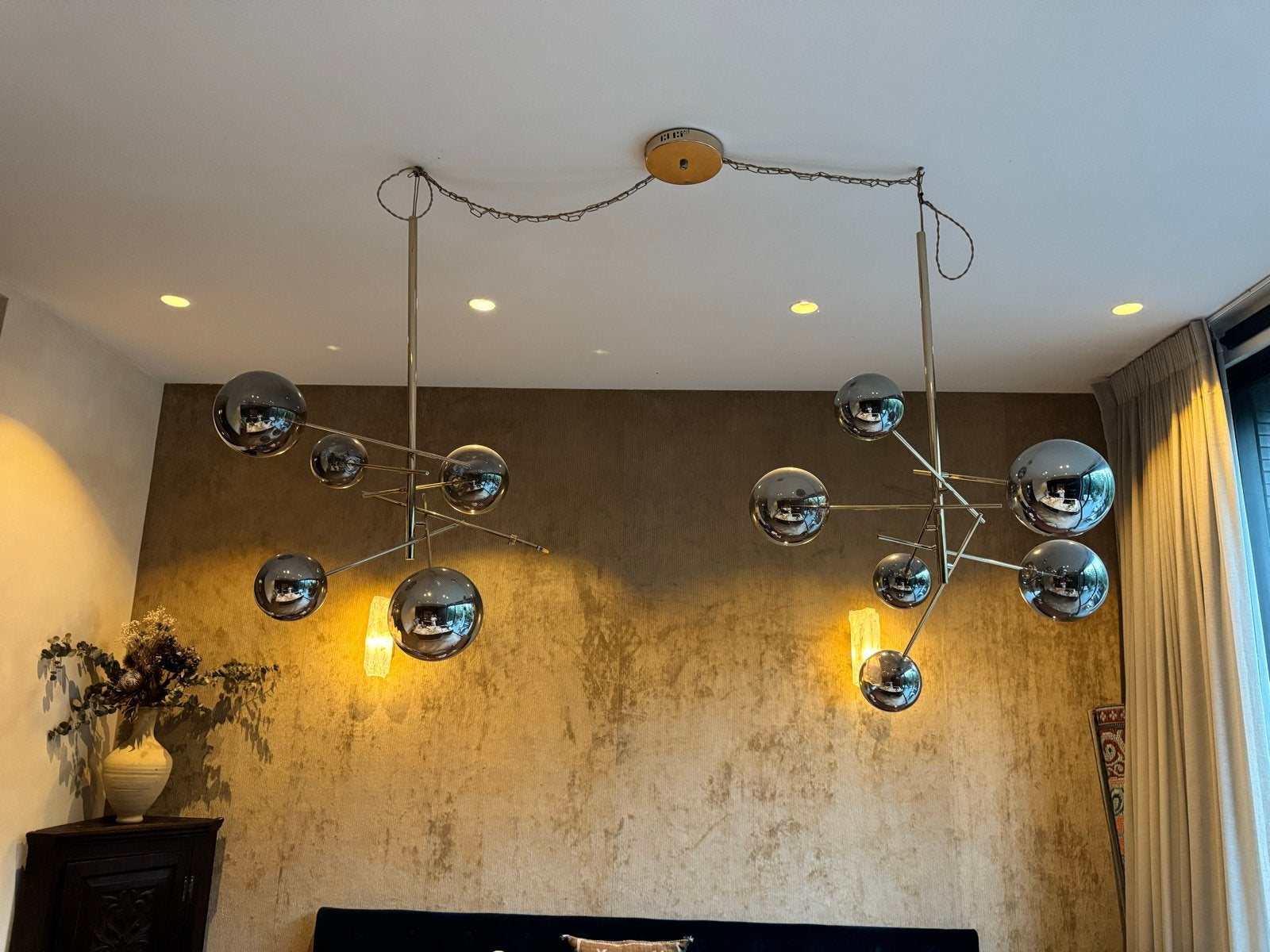 Lucide Alara hanglamp Goud - incl. 2 reserve bollen, Huis en Inrichting, Lampen | Hanglampen, Ophalen, Zo goed als nieuw, Glas