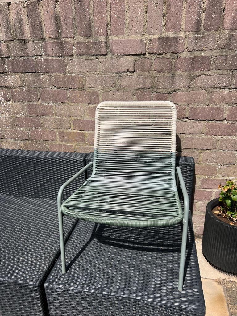 Moderne Tuinstoel Karwei met Groen/Wit Touwdesign, Tuin en Terras, Ophalen, Gebruikt, Metaal