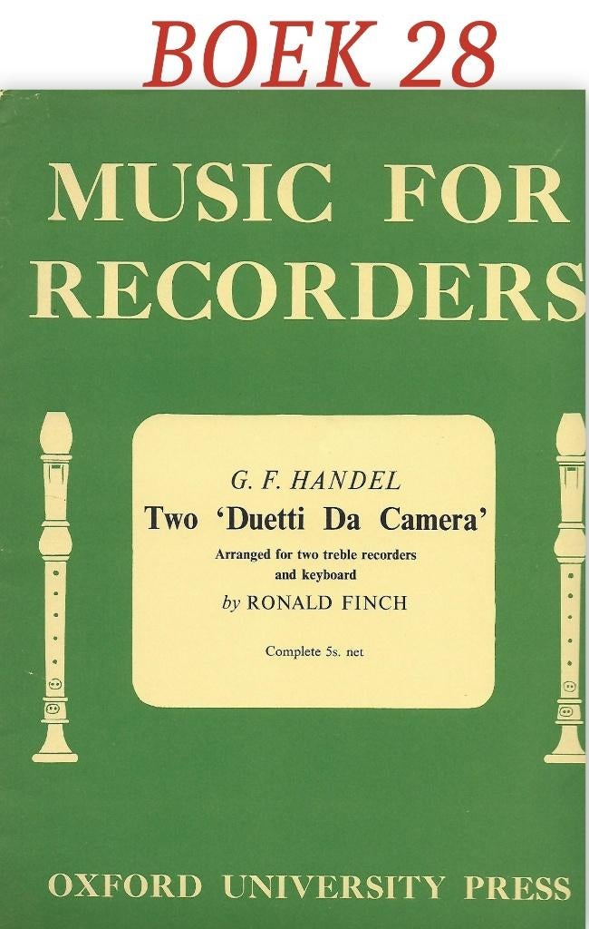 Bladmuziek boek28 Two duetti da Camera Handel blokfluitduo, Ophalen of Verzenden, Gebruikt, Artiest of Componist, Klassiek