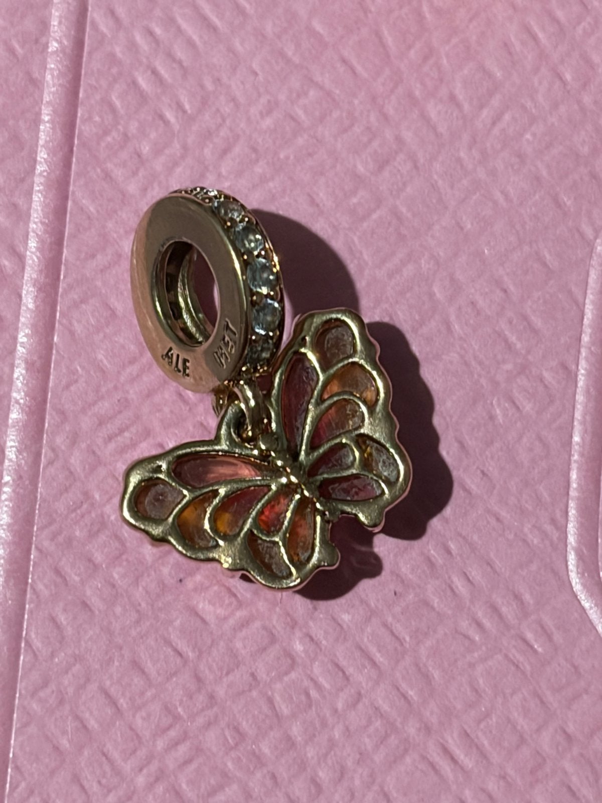 Pandora Rose Gold Plated Vlinder Bedel, Sieraden, Tassen en Uiterlijk, Overige materialen, Pandora, Ophalen of Verzenden, Zo goed als nieuw