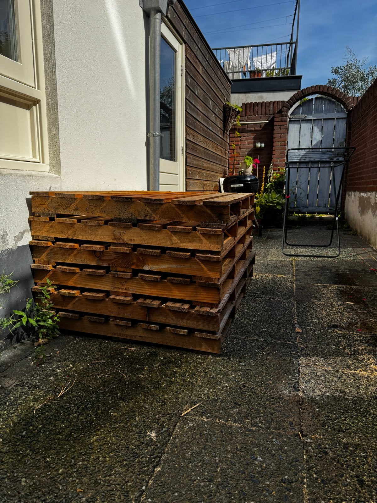 6 gebruikte pallets (exclusief poes), Ophalen, Gebruikt, 50 mm of meer, Pallet