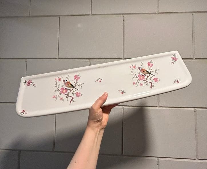 Limoges France wastafel planchet vogel/bloemen, Ophalen