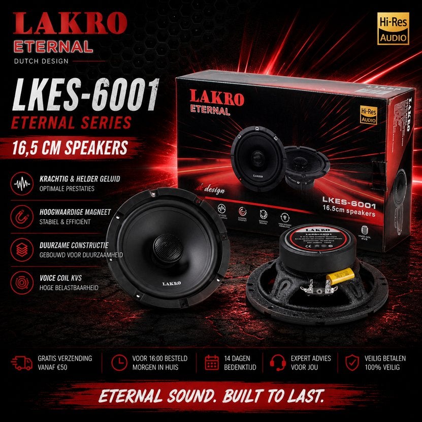 LKES-6001 - 16.5 CM - LAKRO - 60 watt RMS - Coaxiaal, Auto diversen, Ophalen of Verzenden, Nieuw