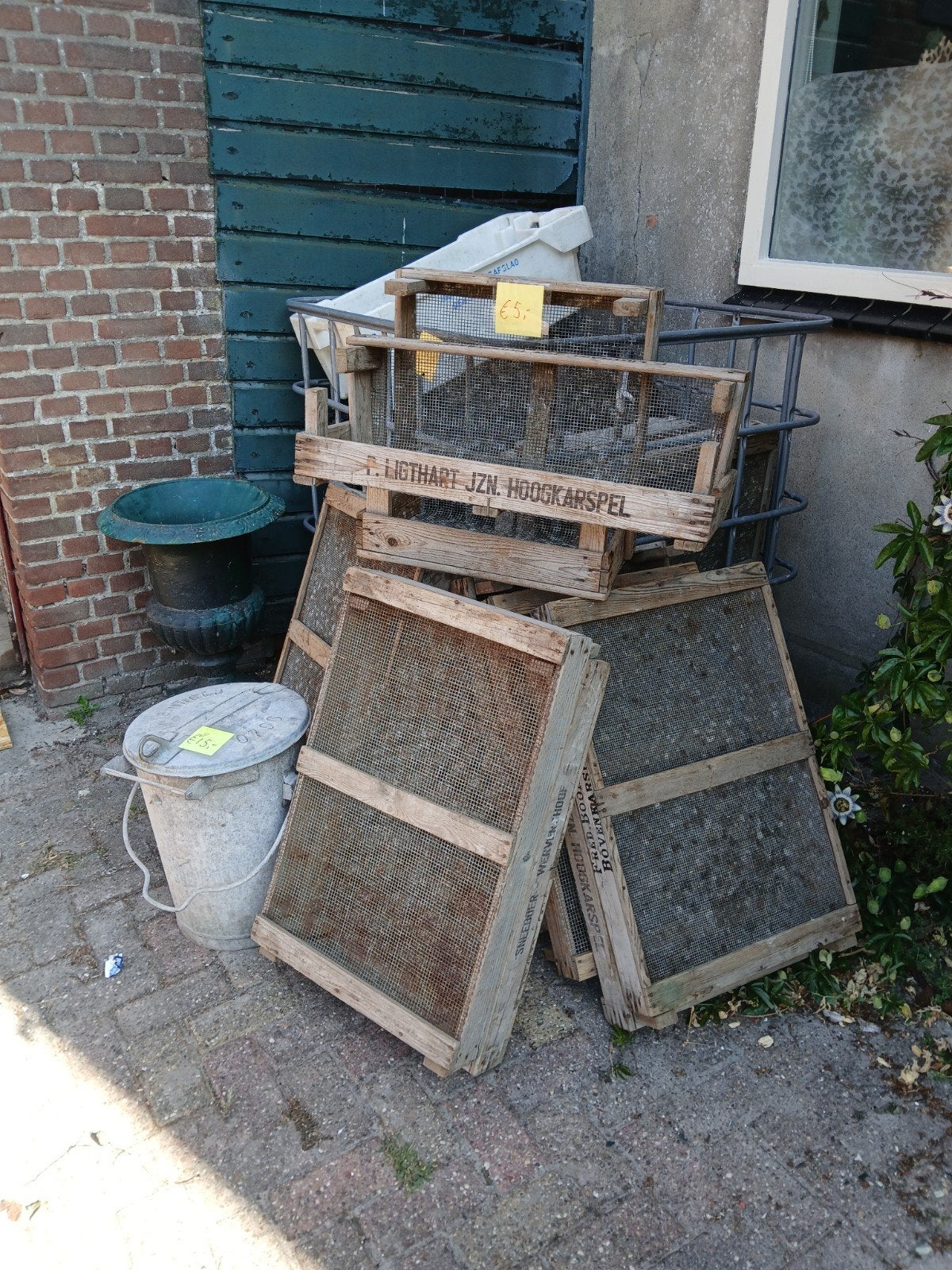 Vintage houten zeven en bakken, Ophalen