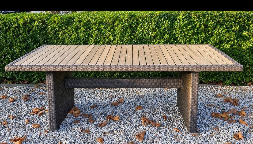 Stevige tuintafel 200 X 75 cm. Hardhouten blad., Ophalen, Gebruikt, Rechthoekig, Hout
