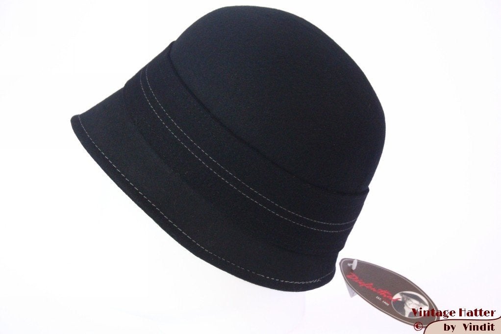 Dameshoed Cloche dophoed Diefenthal zwart wolvilt 57 nieuw, 56 of 57 cm (M, 7 of 7⅛ inch), Nieuw, Ophalen of Verzenden, Hoed