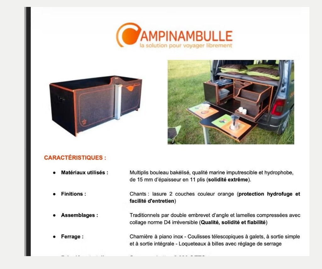 Campinambulle kampeerbox voor o.a. Citroen Berlingo, Ophalen of Verzenden, Campingstoel, A, A