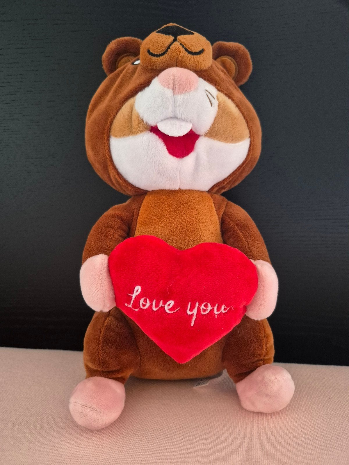 Schattige Hamster Onesie Knuffel met 'Love You' Hartje, Overige merken, Overige karakters, Hamster, Ophalen of Verzenden
