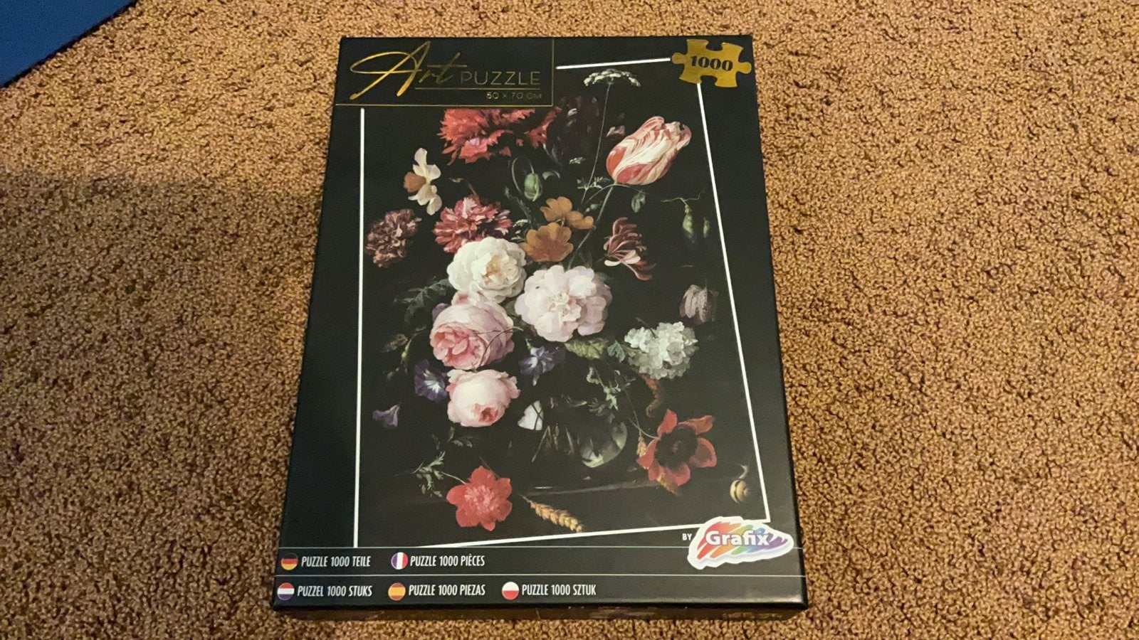 Art Puzzel 1000 Stukjes - Bloemenstilleven 50x70 cm, Ophalen, 500 t/m 1500 stukjes, Nieuw, Legpuzzel