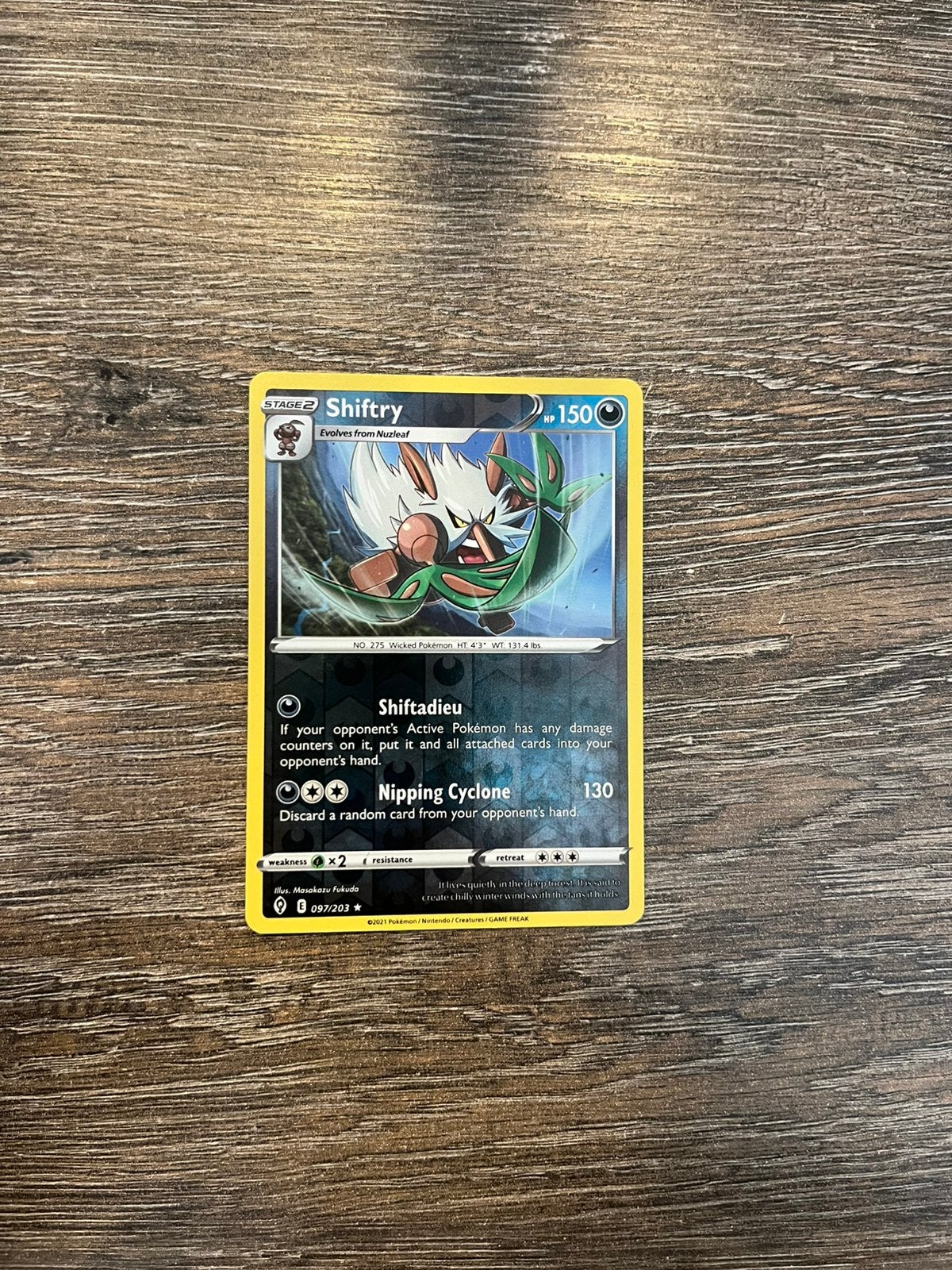 Shiftry EVS 097/203 reverse holo, Ophalen of Verzenden, Zo goed als nieuw