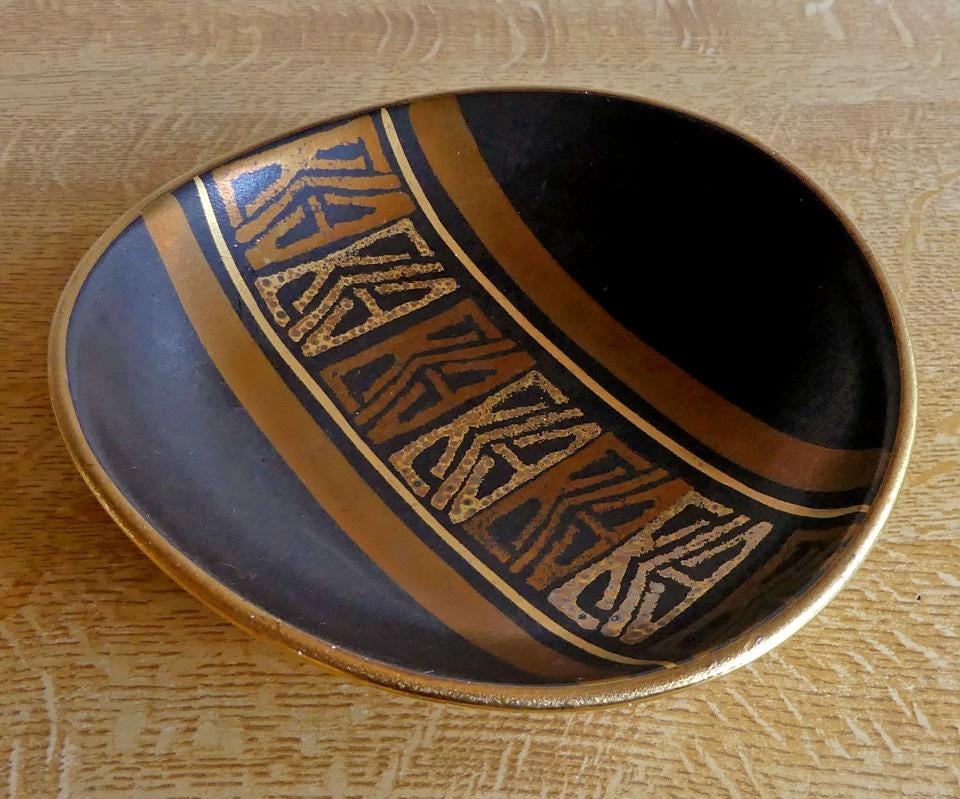 Dümler & Breiden vintage schaal West-Germany zwart brons, Gebruikt, Porselein of Keramiek, Schaal, Rond