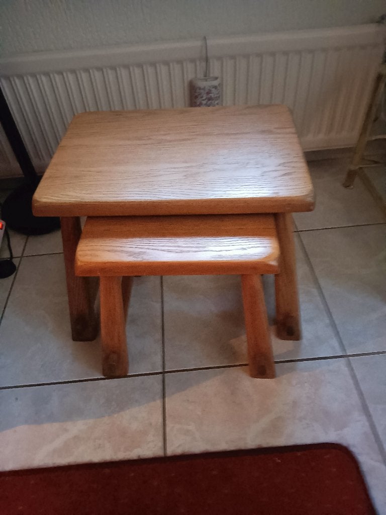 Eiken bijzettafeltjes, Minder dan 55 cm, Gebruikt, Klassiek, Glas