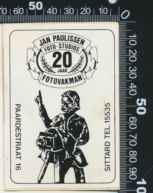 Sticker: Jan Paulissen Foto Studio - Fotovakman - Sittard, Ophalen of Verzenden, Zo goed als nieuw, Bedrijf of Vereniging