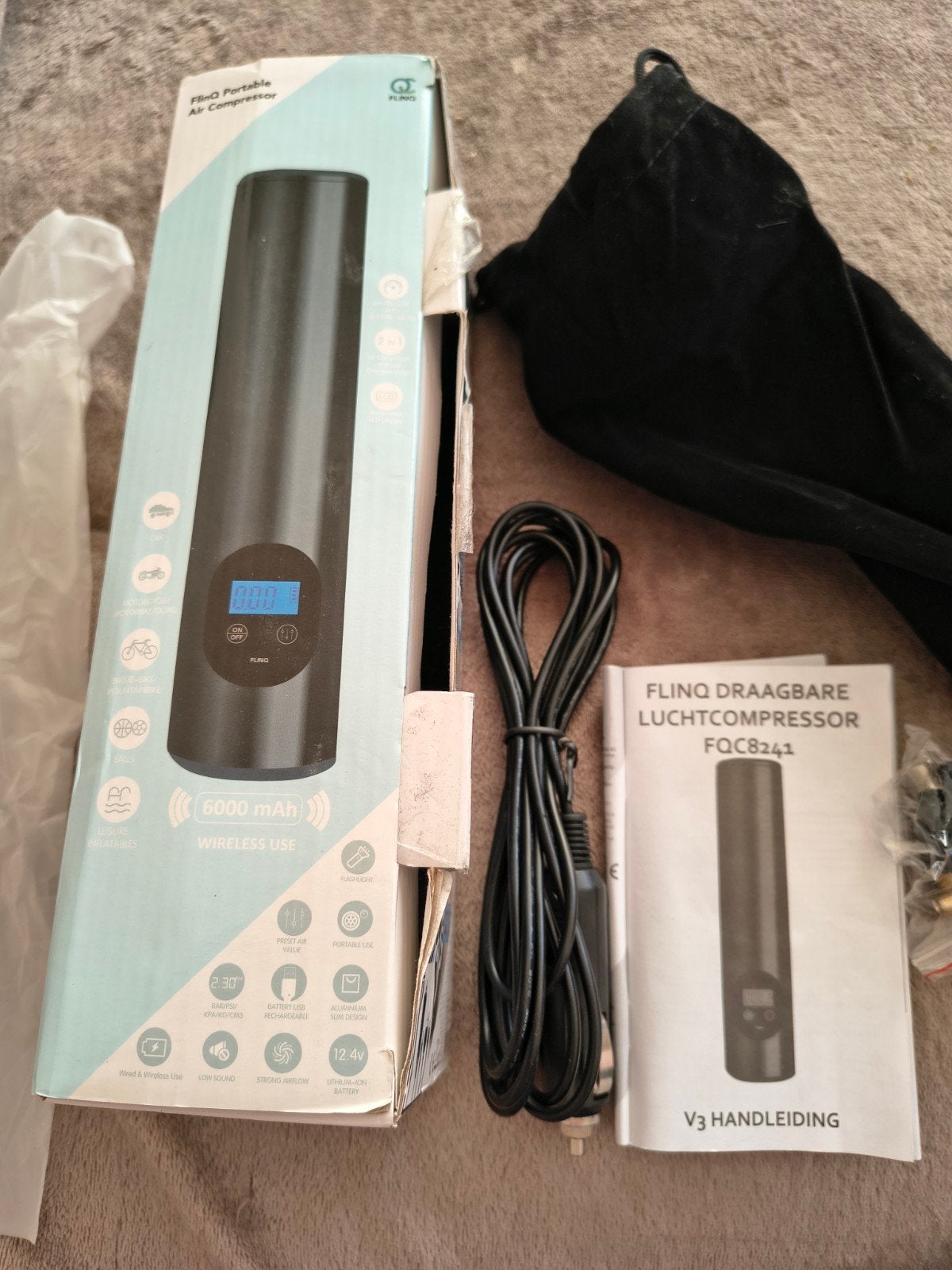 Draagbare Air Compressor FlinQ - Zo goed als nieuw, Ophalen of Verzenden