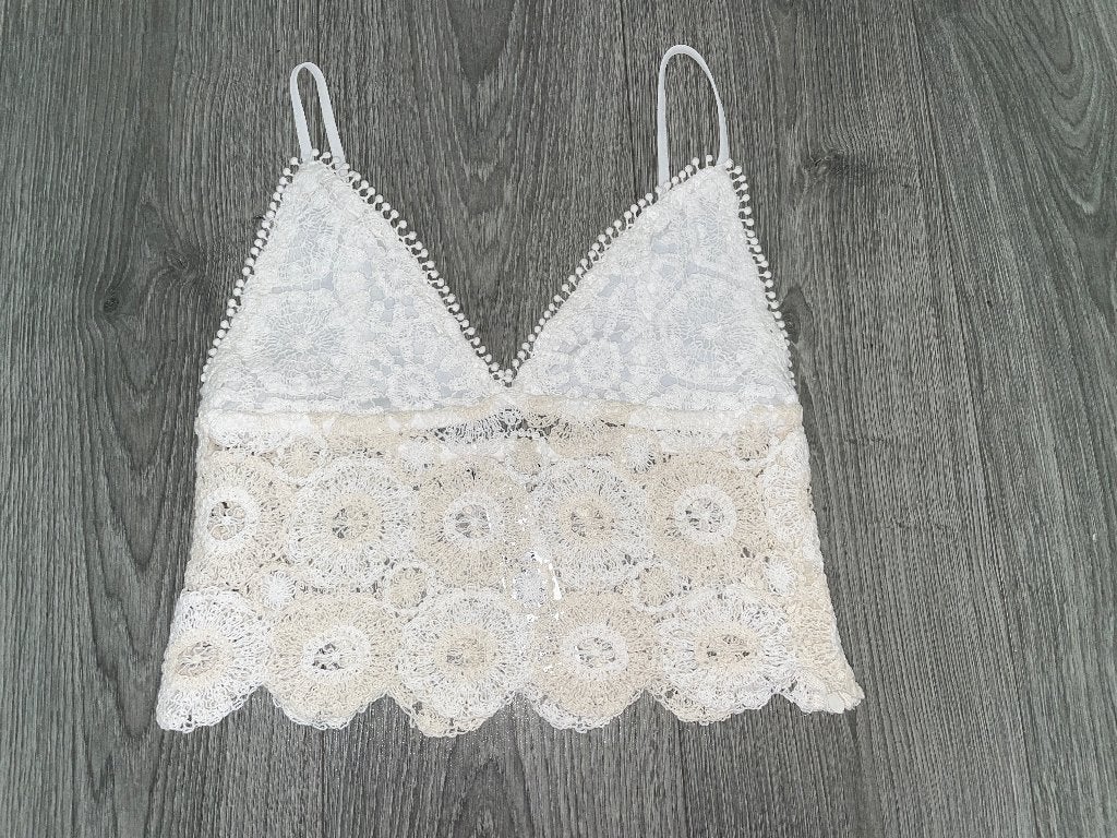 Zara gebroken wit kante top bralette mt S, Ophalen of Verzenden, Zo goed als nieuw, Wit, Zara