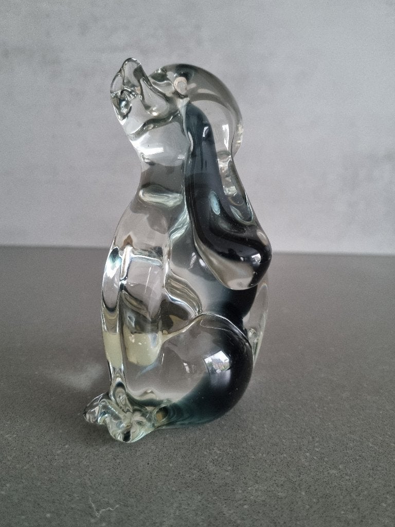 Glazen hondje van helder en rookgrijs glas (sfumato) Murano, Ophalen of Verzenden, Zo goed als nieuw, Dier