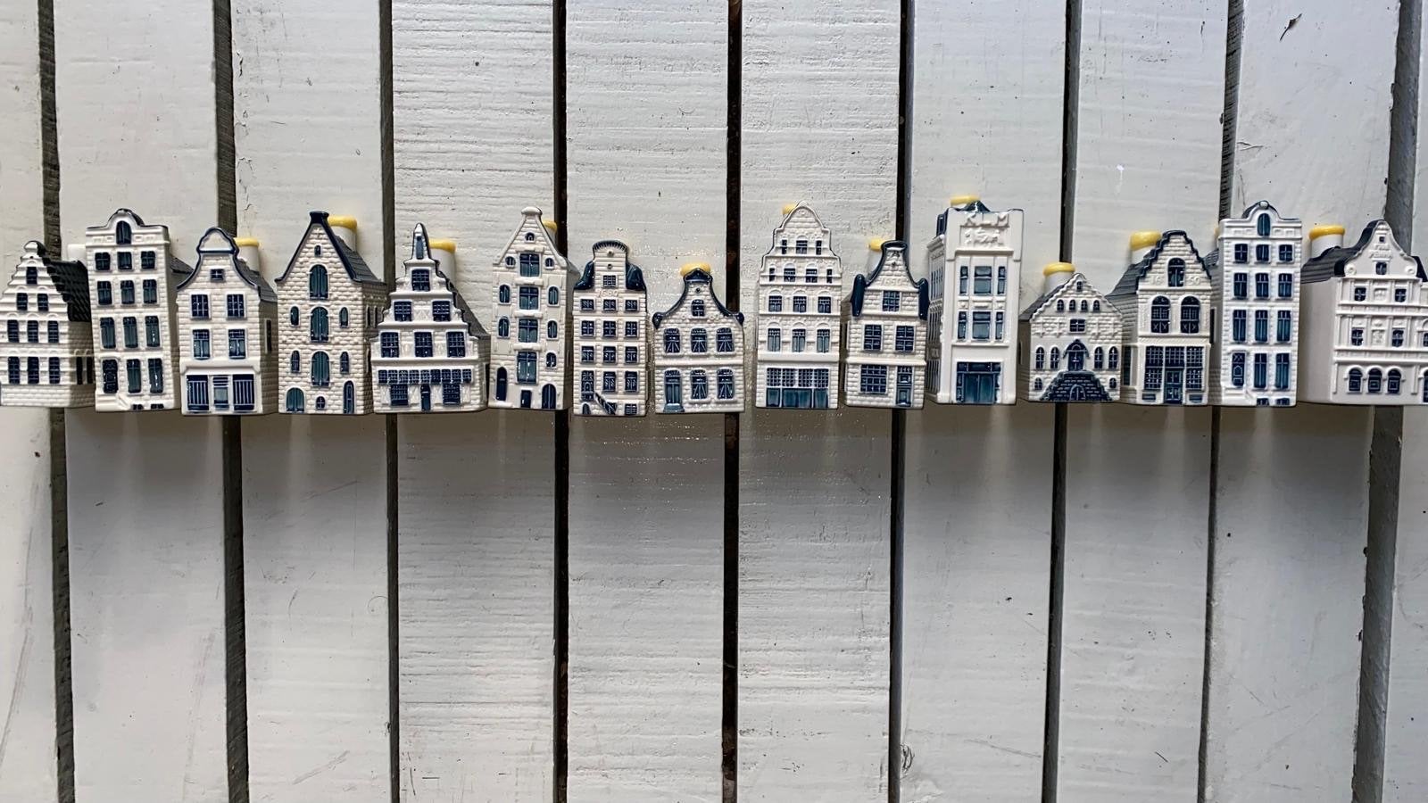 KLM huisjes - Delfts blauw - Set van 16, Ophalen of Verzenden, Zo goed als nieuw