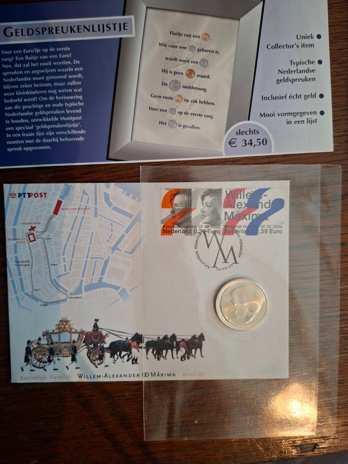 Nederlandse Geldspreekenlijst met 10 Euro Huwelijksmunt, Postzegels en Munten, Setje, Koningin Beatrix, Ophalen of Verzenden, Geboorte of Huwelijk