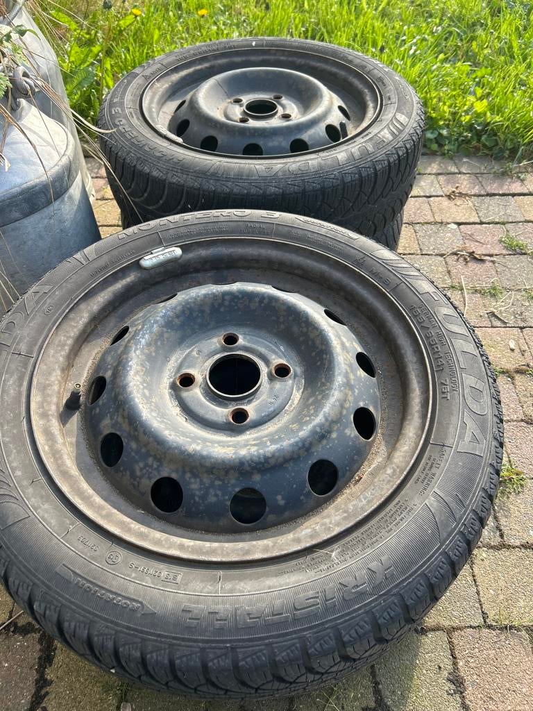 Winterbanden met velgen 155/65R14, Auto-onderdelen, Banden en Velgen, Ophalen, 14 inch, Gebruikt, 155 mm