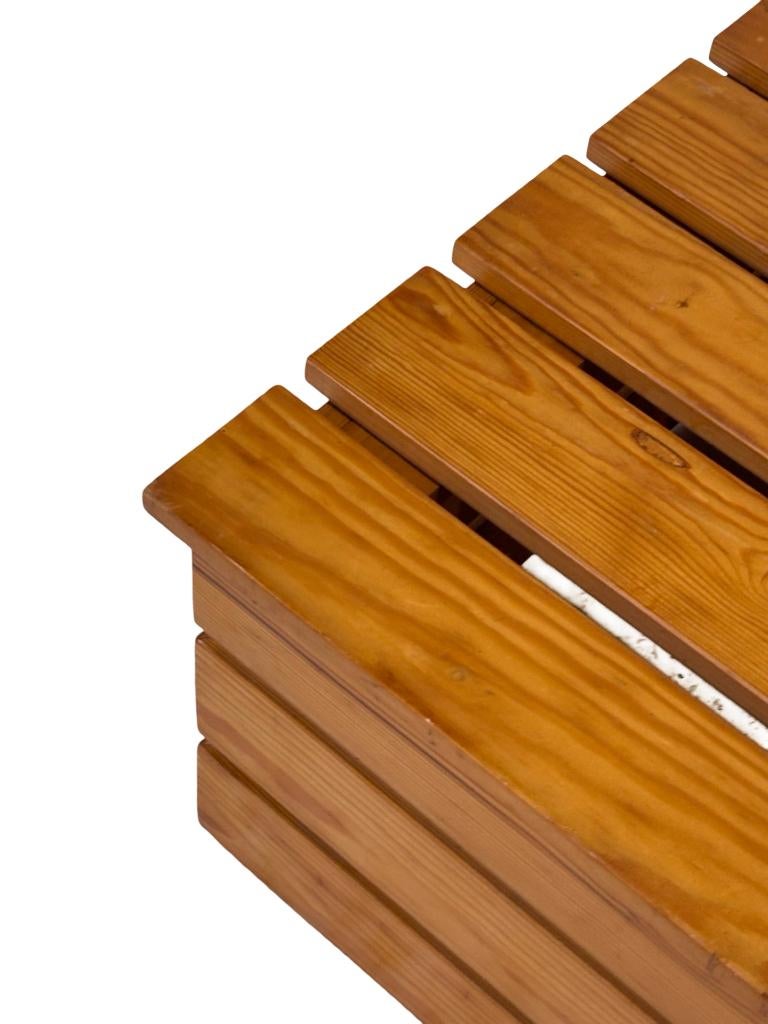 Vintage salontafel bijzettafel slatted grenen jaren 70, Minder dan 55 cm, Gebruikt, Vintage, 60 cm of meer