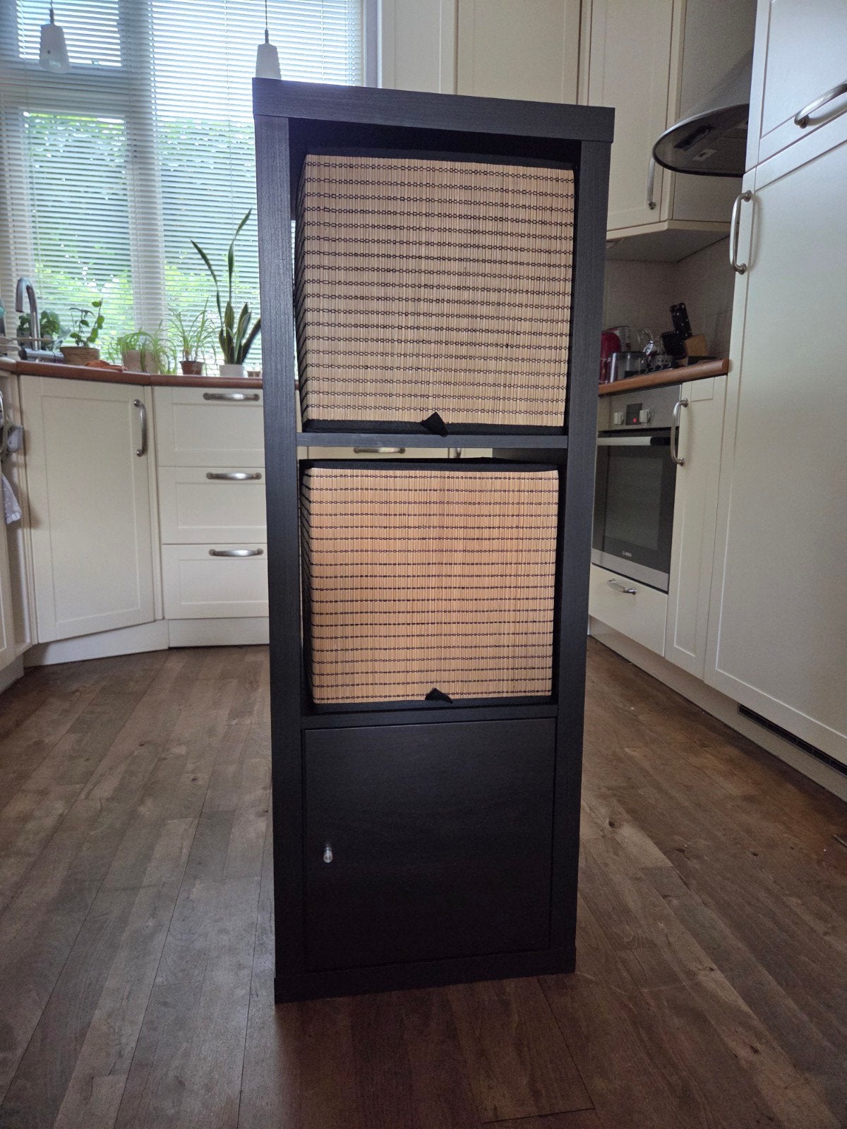 Ikea Kallax Kast Zwart - 3 vakken - 111x41x39 cm, Ophalen, Minder dan 50 cm, 100 tot 150 cm, 25 tot 50 cm