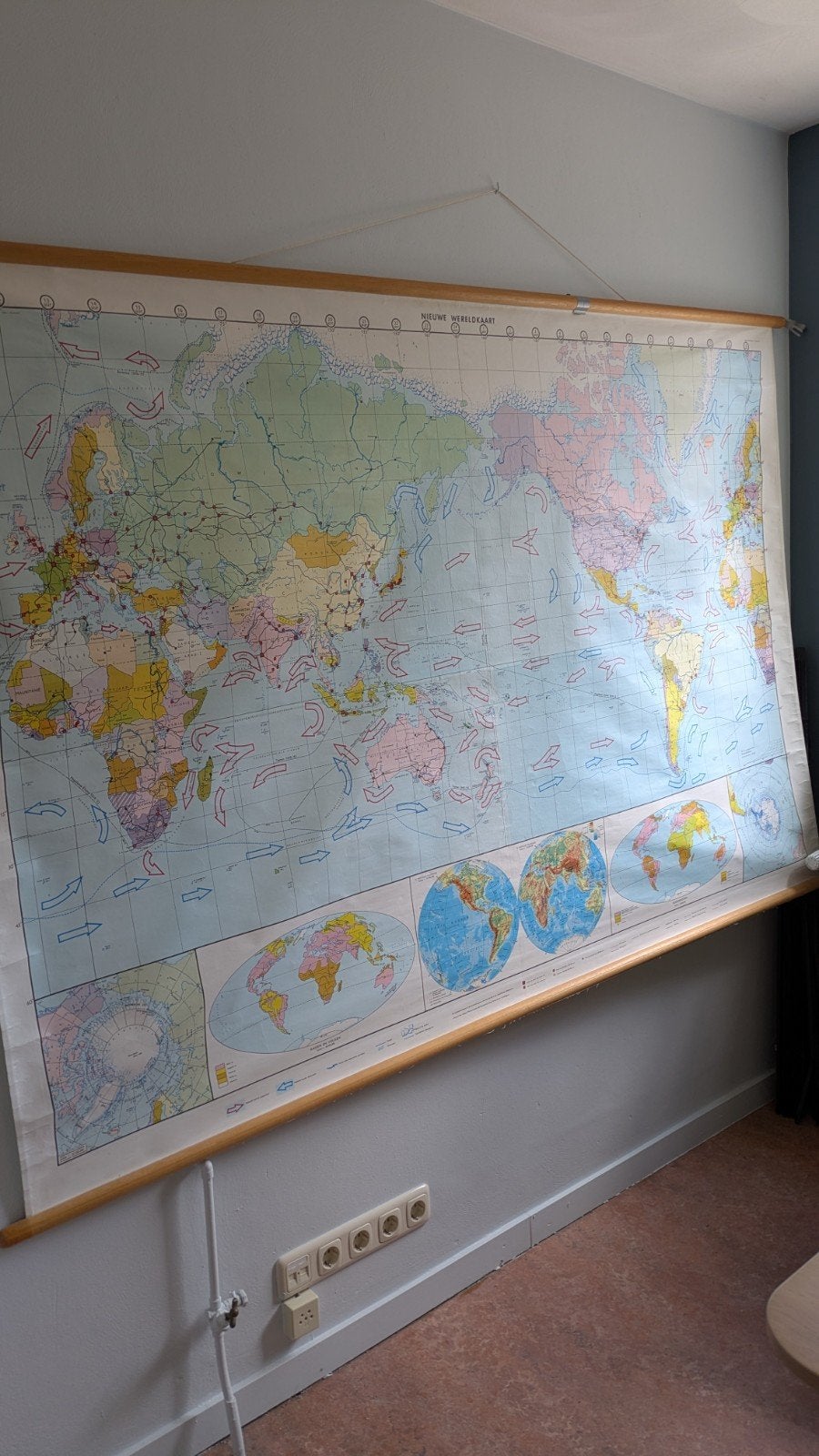 Oude school wereldkaart - Vintage wandkaart, Ophalen