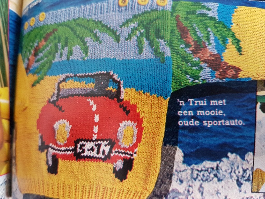 Auto op Curacao trui breipatroon, Ophalen of Verzenden, Zo goed als nieuw, Breien, Patroon of Boek