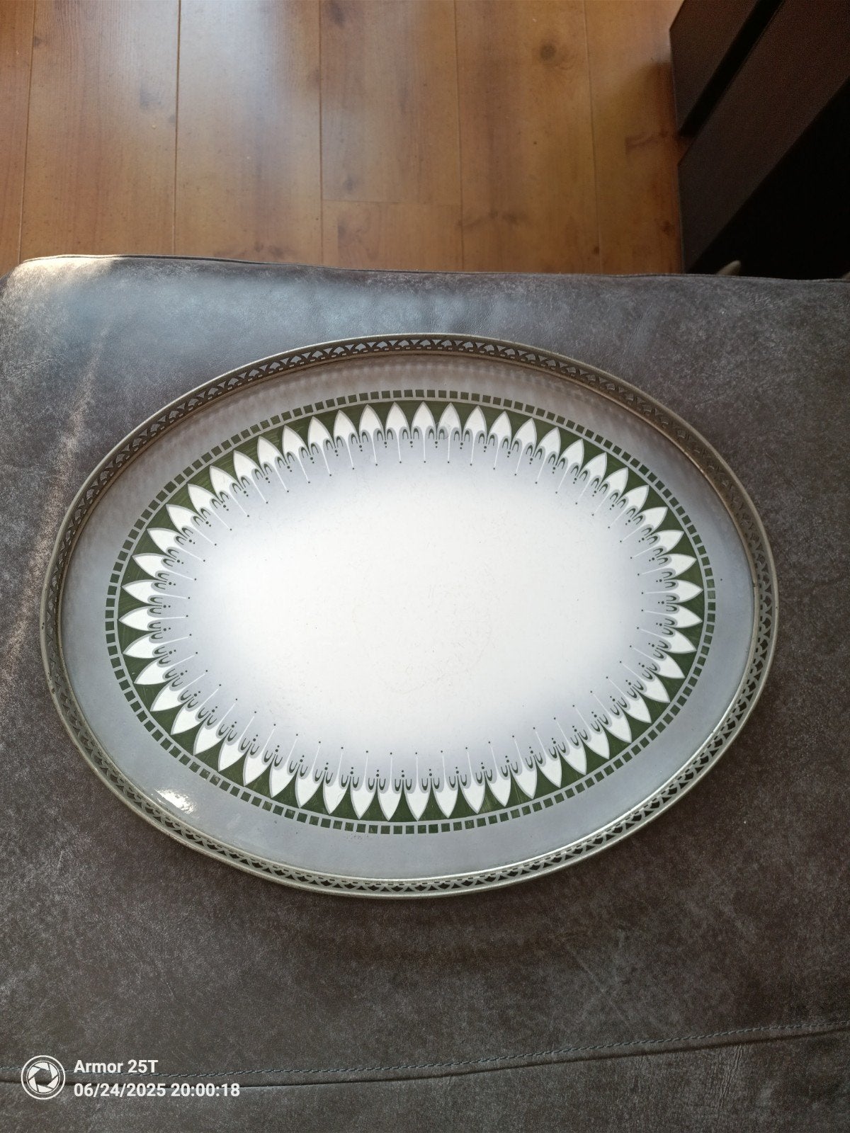 Vintage ovale dienblad met decoratief patroon, Ophalen