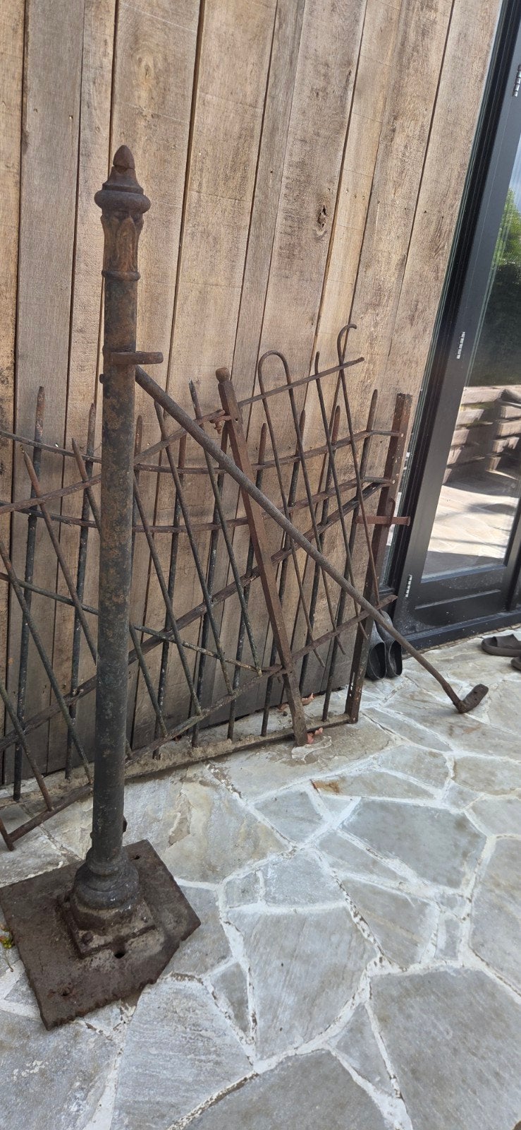 Antieke smeedijzer halve poort en hekje, Ophalen, Gebruikt, IJzer, Sierhekwerk