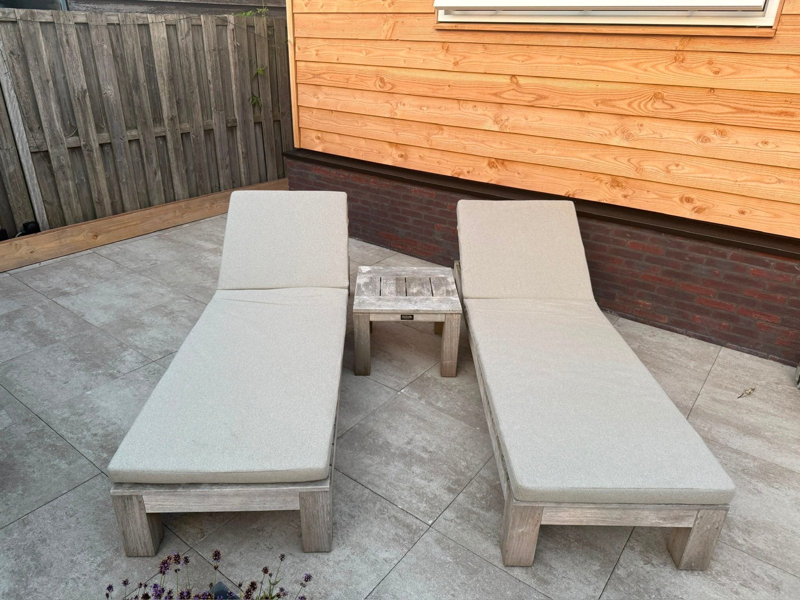 ROUGH-X ligbed set 3-delig met kussens, Ophalen, Gebruikt, Hout, Verstelbaar