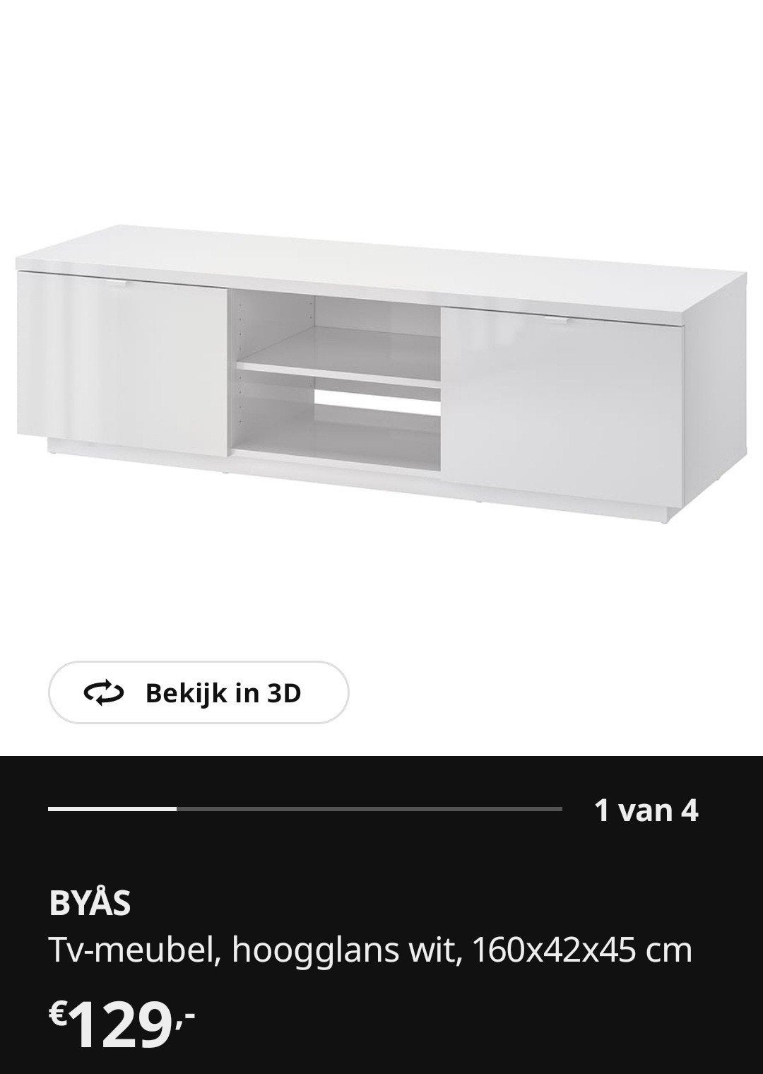 IKEA hoogglans wit tv meubel.  nieuw in doos, Ophalen, Nieuw, Minder dan 100 cm, 25 tot 50 cm