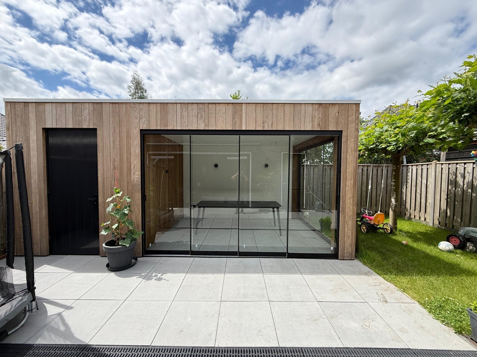 Moderne Glazen Schuifpui voor Tuinkamer of Veranda, Gebruikt, Ophalen of Verzenden, Buitendeur, Schuifdeur
