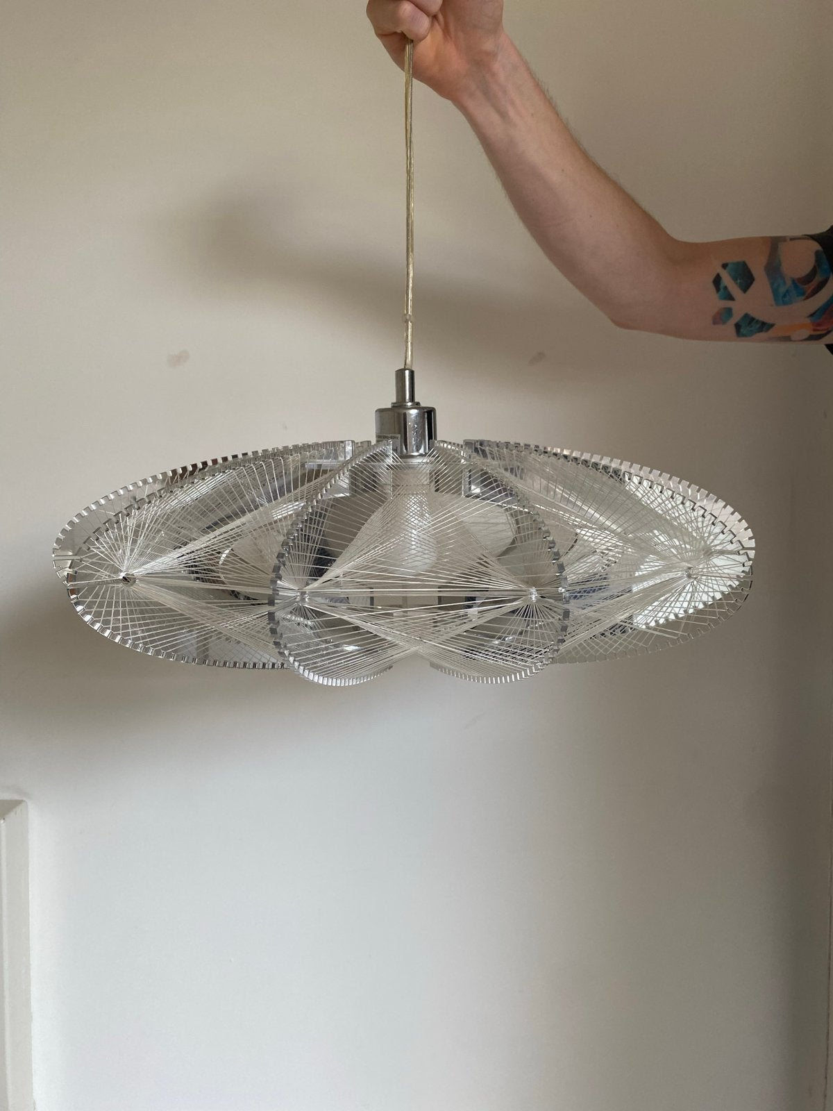 Space Age Hanglamp Paul Secon Jaren '70 Nylon Plexiglas, Ophalen, Gebruikt, Kunststof