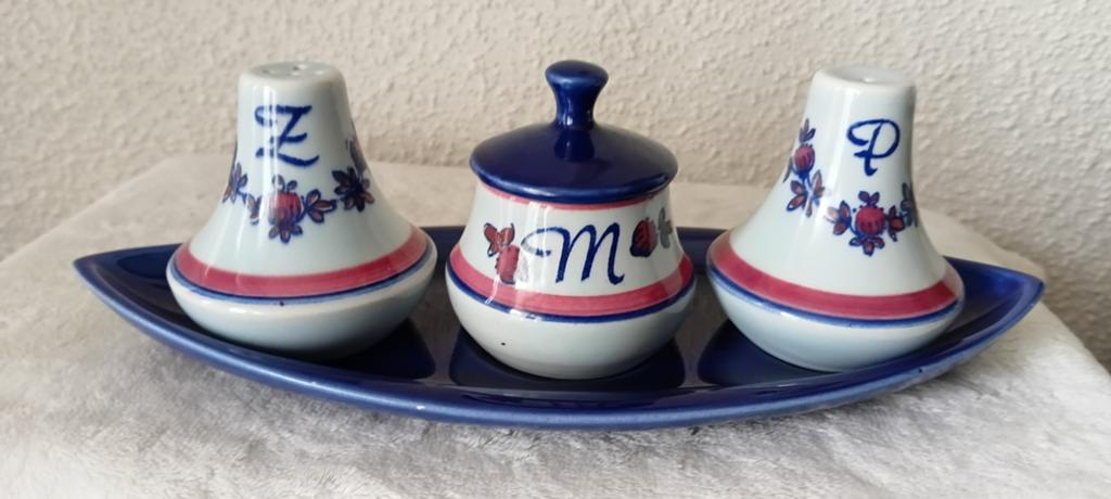 Zenith Peper, * Zout en Mosterd Potjes op Schaaltje, Keramiek, Overige typen, Ophalen of Verzenden, Zo goed als nieuw