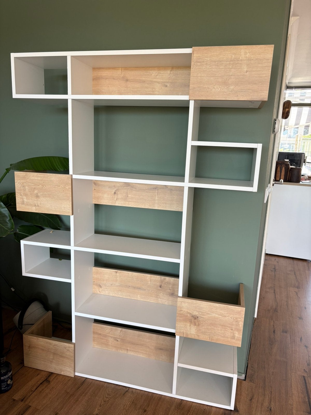 Wit eiken boekenkast met vakken, Ophalen, Met plank(en), Eikenhout, 50 tot 100 cm