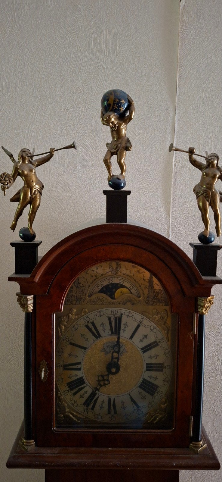 mooie staande klok, Ophalen, Klassiek, Bruin, Met gewichten