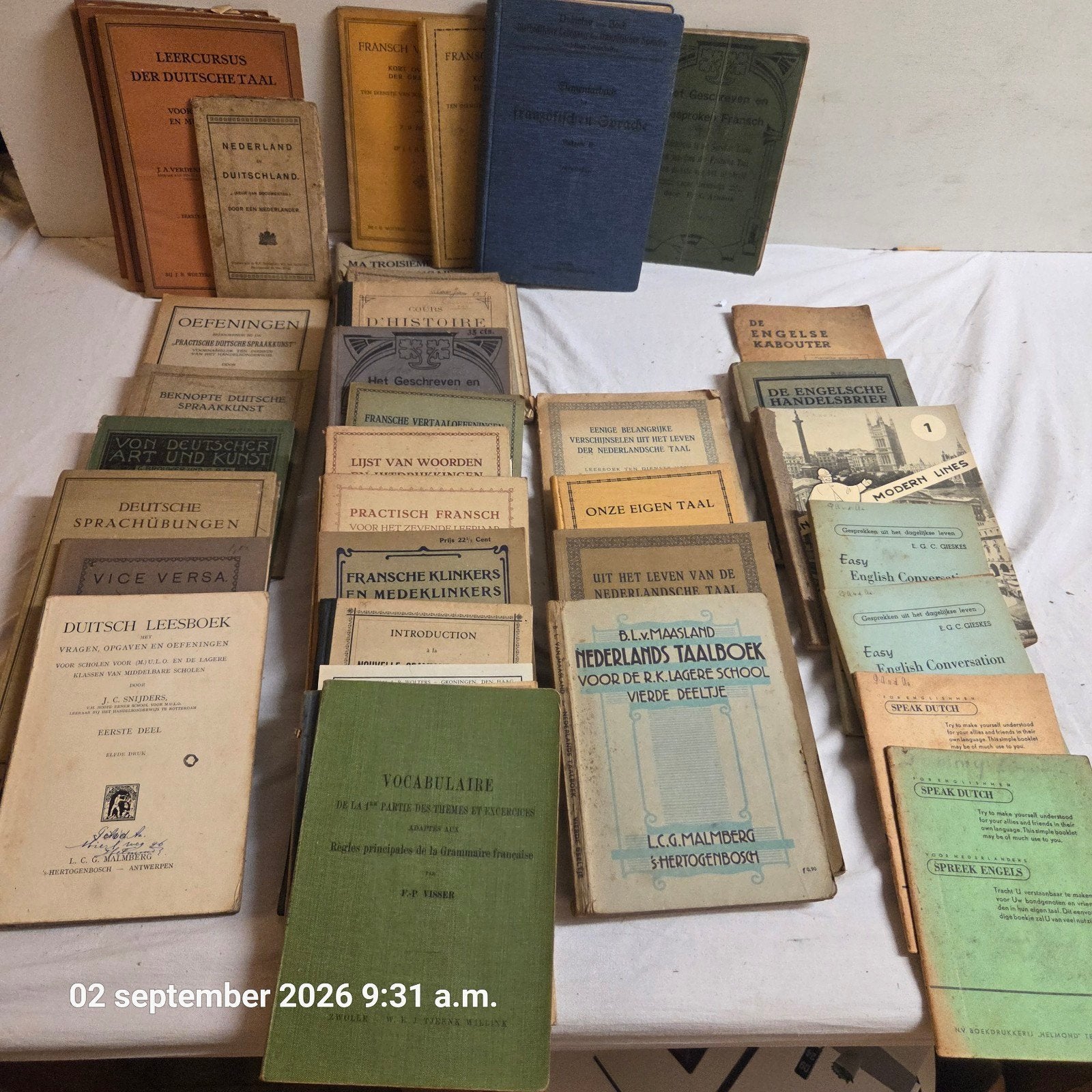 Collectie oude taalboeken (Nederlands, Duits, Frans, Engels), Boeken, Gelezen, Diverse, Non-fictie, Nederlands, Duits, Frans, Engels