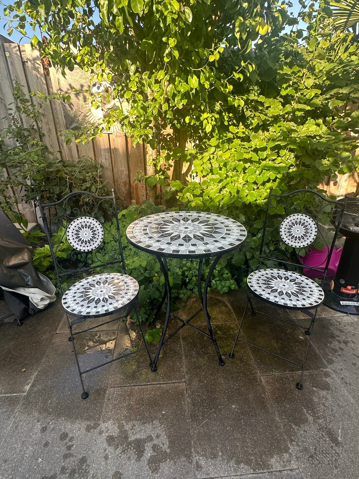 Leuke gietijzeren bistro set met mozaïek details, Tuin en Terras, Tuinsets en Loungesets, 2 zitplaatsen, Overige materialen, Eettafel