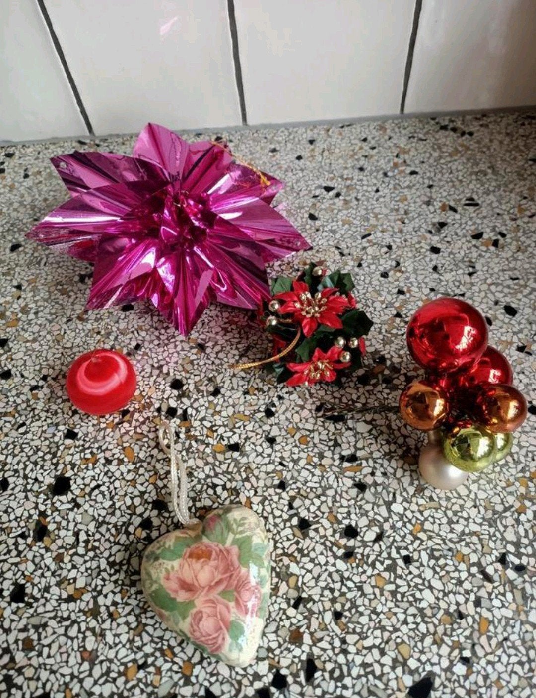Vintage kerstdecoratie kerstballen kersthangers., Diversen, Ophalen of Verzenden, Gebruikt